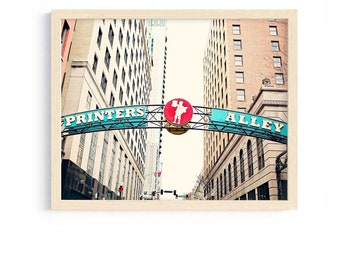 Nashville Printers Alley country music decor vintage Nashville sign art downtown Nashville home decor Nashville gift idea photography print