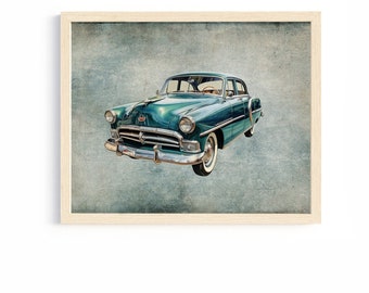 car print boys room decor transportation theme wall decor blue vehicle art classic car art for little boys bedroom baby boy nursery artwork