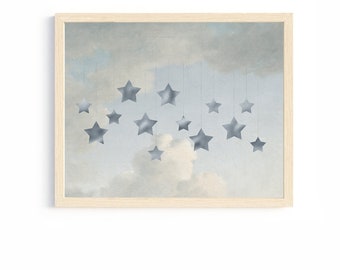 baby boy nursery decor starry sky stars print celestial art clouds sky wall art for toddlers room dreamy art unframed printed and shipped