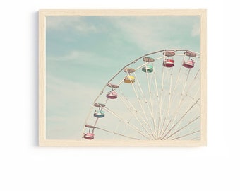 ferri wheel art amusement park carnival ride print pastel wall decor little girl bedroom toddler decor baby gifts nursery artwork wall decor