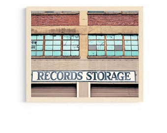 downtown Nashville city photography print record storage building cool art print gift for musician country music wall art office decor