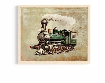 train wall art boys room decor transportation decor vintage inspired artwork train bedroom decor kids playroom baby boy nursery choo choo