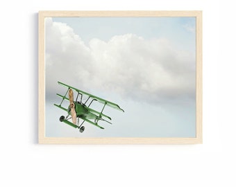 airplane print vintage style nursery toddler boy's room aviation art playroom wall art little aviator bedroom decor transportation themed