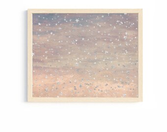 stars in the sky print soft pastel colors young girls bedroom art wall art for baby girl nursery artwork minimal celestial wall decor