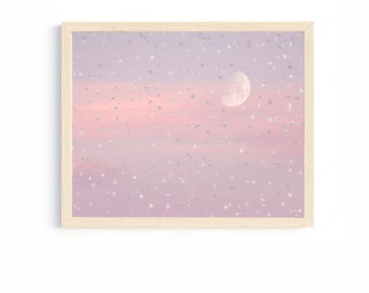 little girl bedroom stars moon nursery purple pink wall art girl nursery wall decor moon stars nursery decor girl room decor girl art gifts