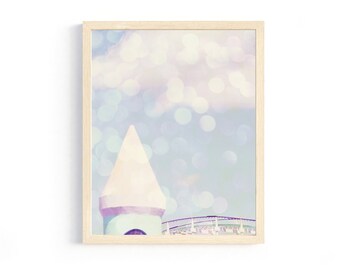 pastel princess art print fairytale nursery artwork little girl bedroom wall art playroom wall decor pastel colors girl princess castle art