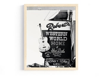 black white Nashville sign bw photography print apartment decor Nashville art gift urban country music wall art photo airbnb TN wall decor