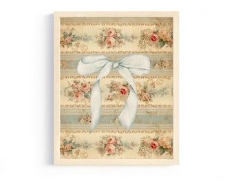 girly vintage coquette artwork light blue bow print girls bedroom wall art girly girl coquette room decor art wall decor baby girl nursery