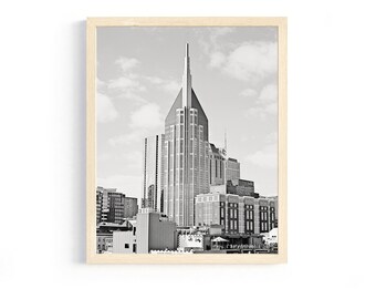 Nashville building black white photo downtown music city travel art print cityscape Nash apartment home office wall art house warming gifts