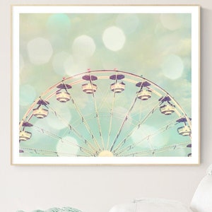 Ferris wheel pictures little girl room decor Pastel green blue art tween girl bedroom decor carnival art girl nursery playroom wall decor image 7