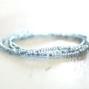 Blue Czech Glass Seed Bead Bracelet Set of 3, Dainty Stretch Bracelet, Everyday Jewelry, Stackable, Minimalist Beaded Bracelet Set for Her