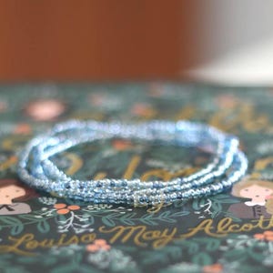 Blue Czech Glass Seed Bead Bracelet Set of 3, Dainty Stretch Bracelet, Everyday Jewelry, Stackable, Minimalist Beaded Bracelet Set for Her