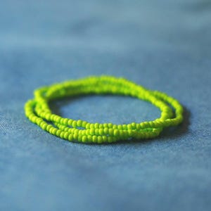 stretchy glass beaded bracelets bright green apple seed bead bracelets colorful boho beaded stackable layering  bracelets handmade jewelry
