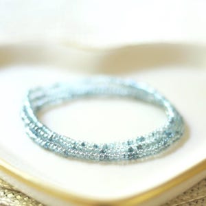 Blue Czech Glass Seed Bead Bracelet Set of 3, Dainty Stretch Bracelet, Everyday Jewelry, Stackable, Minimalist Beaded Bracelet Set for Her