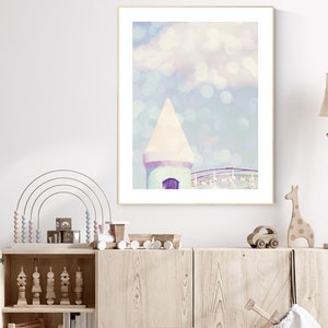 pastel princess art print fairytale nursery artwork little girl bedroom wall art playroom wall decor pastel colors girl princess castle art image 8