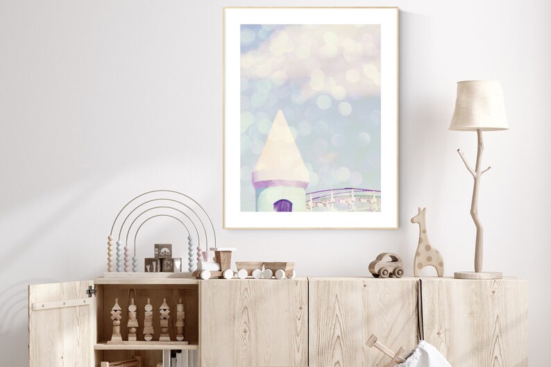 pastel princess art print fairytale nursery artwork little girl bedroom wall art playroom wall decor pastel colors girl princess castle art image 8