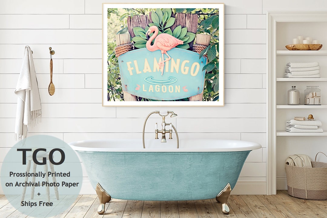 Flamingo Decor Bathroom Flamingo Sign Photo Prints Tropical Etsy UK