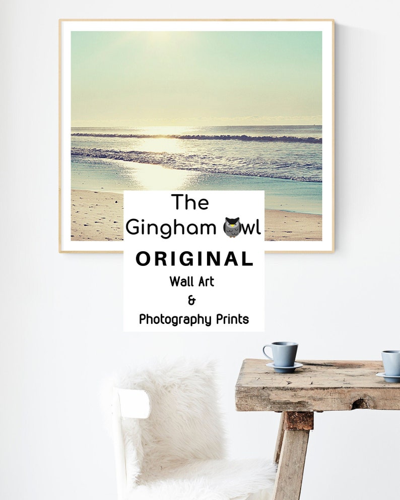 Beach Photography Coastal Wall Art Nautical Decor Ocean Home Light Blue Beige Print