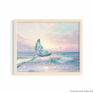 pastel mermaid print girls mermaid room decor gift for girl wall art mermaid bathroom art under the sea nursery theme baby shower gift