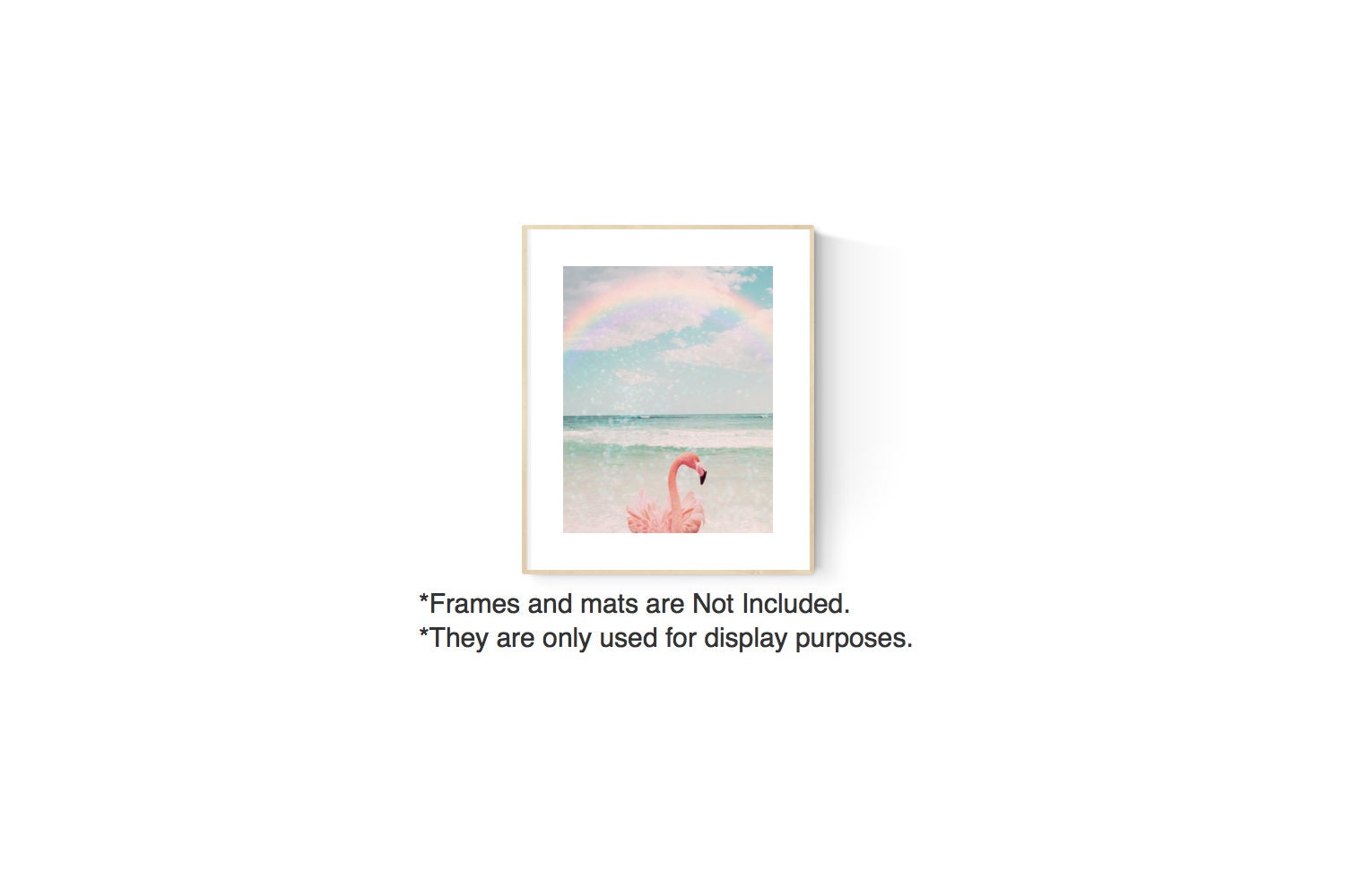 Discover flamingo art tropical bird tween girl bedroom art rainbow sky coastal wall art