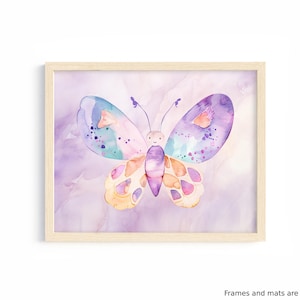 pastel purple butterfly art print unframed print watercolor butterfly girl room decor original butterfly artwork butterflies wall decor