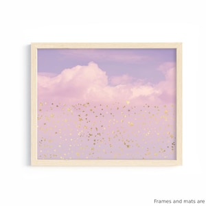 pink clouds starry sky print wall art little girls room decor nursery wall decor toddler girl bedroom art bedroom art tween girl gift idea