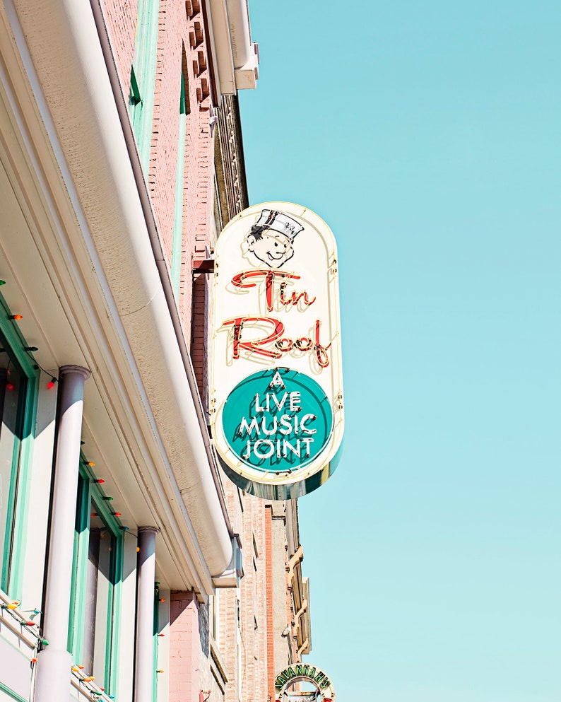 Nashville photography Tin Roof sign print bar wall decor music city country music art travel print airbnb apartment new home gift artwork image 2