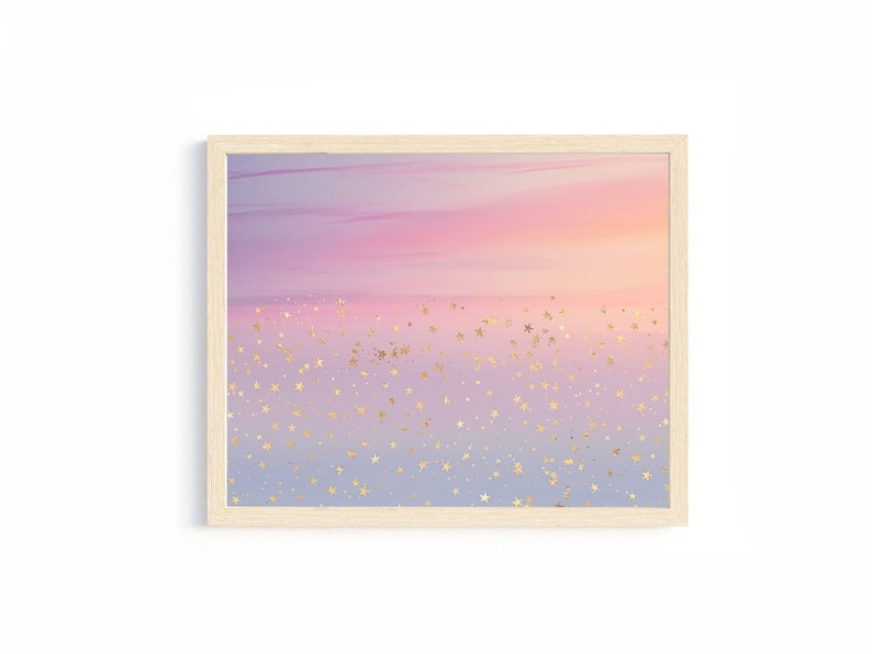 tween girl artwork stars sky wall art toddler girl room decor celestial art prints for girls nursery pink purple wall art little girl decor image 1