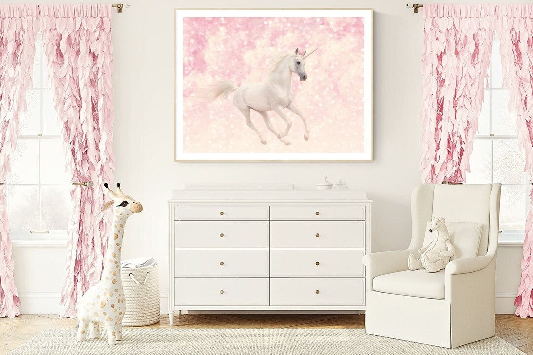 Unicorn Photo Art Print Girls Room Wall Decor Pink Girly - Etsy