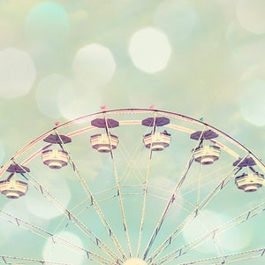 Ferris wheel pictures little girl room decor Pastel green blue art tween girl bedroom decor carnival art girl nursery playroom wall decor image 2