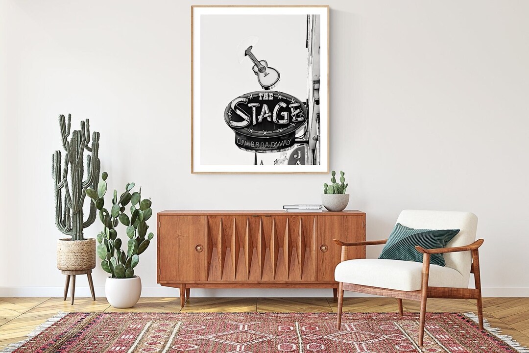 Nashville Print Country Music Wall Art Black White City Etsy
