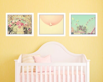carnival art set of 3, girl nursery prints, wall art photography girl, toddler girl room wall art, little girl room wall art, girl art