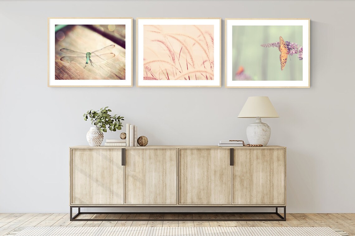 Nature wall art set of 3 prints home office botanical prints Etsy
