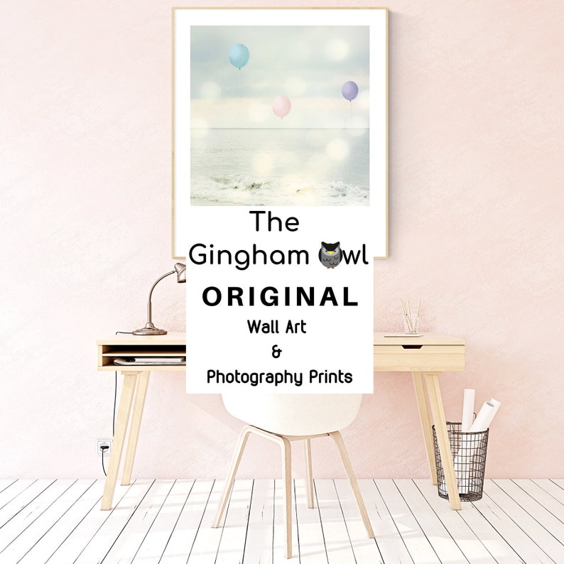 Toddler Girl Room Decor Pastel Nursery Pictures Balloon Art Photography Print Little Bedroom Wall Baby