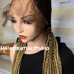 All-Back Cornrow Ghana Braided Wig Weave Cornrow Braided Wig Baby Hairs Braided Wigs Medium Sized Braids Simple Cornrow Wig Handmade Wigs