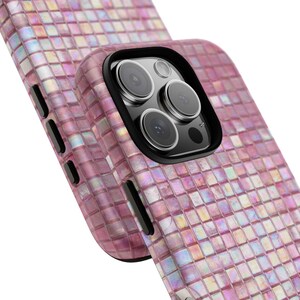 Iridescent Pink Mosaic Tile Phone Case | Dual Layer Protection image 10