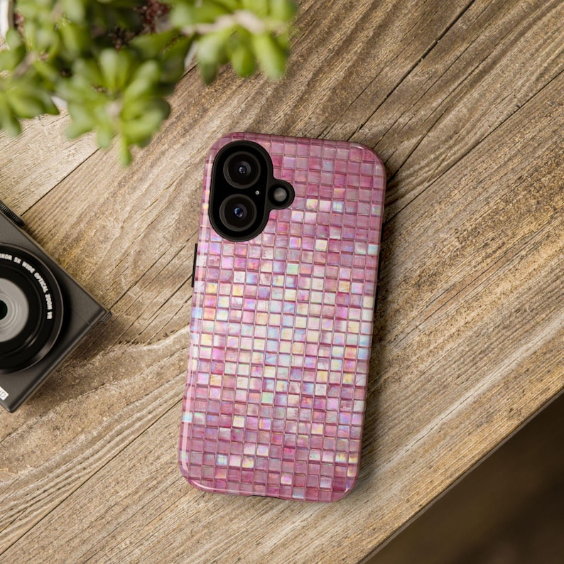 Iridescent Pink Mosaic Tile Phone Case | Dual Layer Protection image 16
