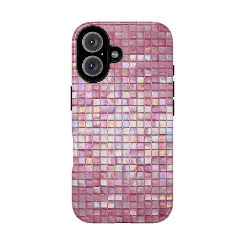 Iridescent Pink Mosaic Tile Phone Case | Dual Layer Protection image 13