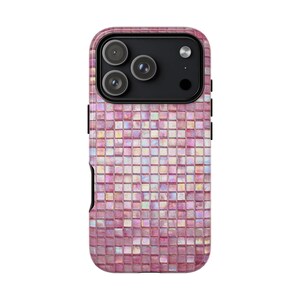 Iridescent Pink Mosaic Tile Phone Case | Dual Layer Protection image 1