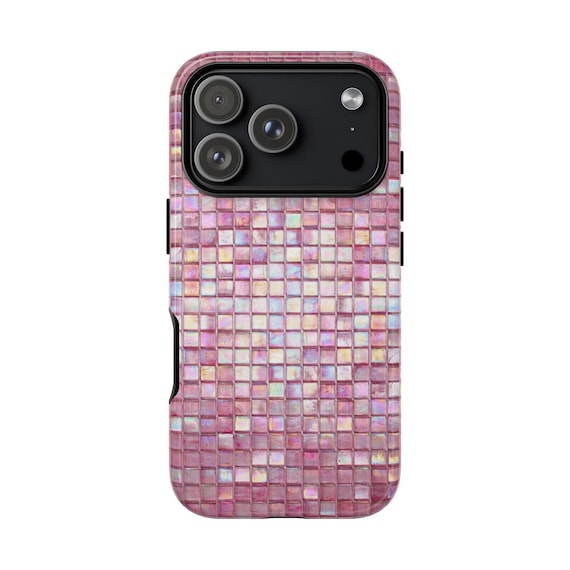 Iridescent Pink Mosaic Tile Phone Case | Dual Layer Protection