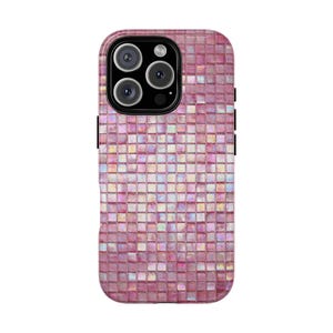 Iridescent Pink Mosaic Tile Phone Case | Dual Layer Protection image 5