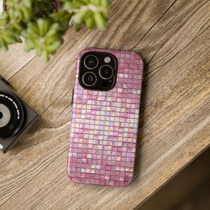 Iridescent Pink Mosaic Tile Phone Case | Dual Layer Protection image 8
