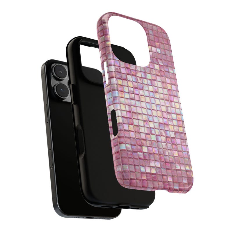 Iridescent Pink Mosaic Tile Phone Case | Dual Layer Protection image 7