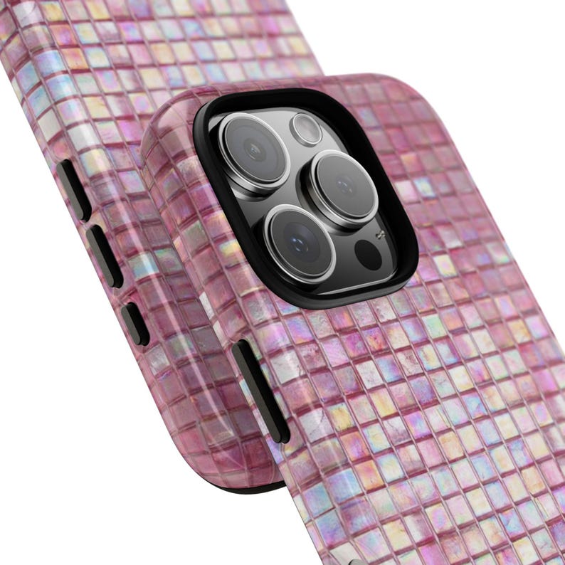 Iridescent Pink Mosaic Tile Phone Case | Dual Layer Protection image 6
