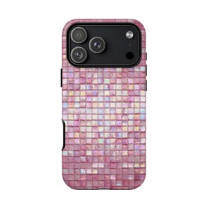 Iridescent Pink Mosaic Tile Phone Case | Dual Layer Protection image 4