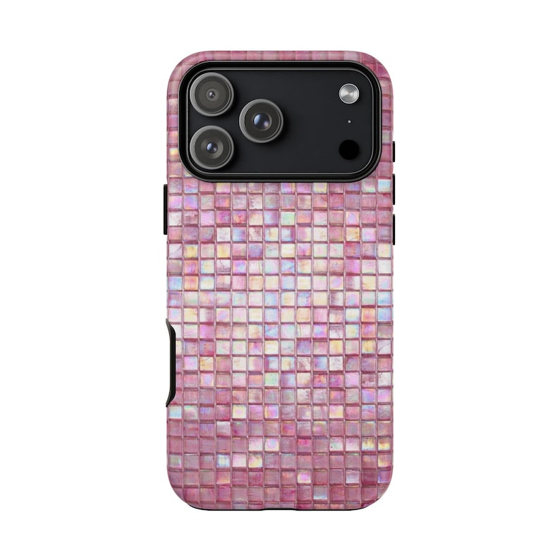 Iridescent Pink Mosaic Tile Phone Case | Dual Layer Protection image 4