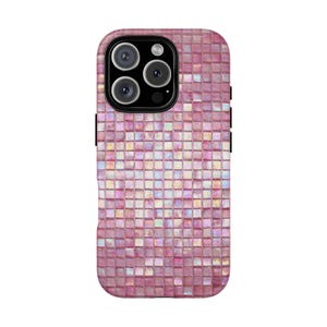 Iridescent Pink Mosaic Tile Phone Case | Dual Layer Protection image 9