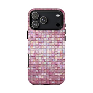Iridescent Pink Mosaic Tile Phone Case | Dual Layer Protection image 3