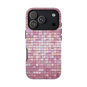 Iridescent Pink Mosaic Tile Phone Case | Dual Layer Protection image 2