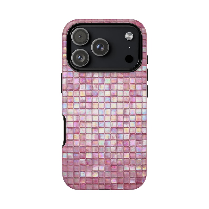 Iridescent Pink Mosaic Tile Phone Case | Dual Layer Protection image 2